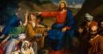 Painting of Jesus-Christ healing the sick and wounded. Miracles of the Bible.