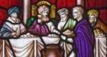 The Danger and Blessing of Riches LONDON, GREAT BRITAIN - SEPTEMBER 19, 2017: The Parable of Rich man and Lazarus on the stained glass in St Mary Abbot's church on Kensington High Street.
