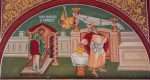 An icon representing the parable of the tax collector and the Pharisee at the Salva monastery - Romania