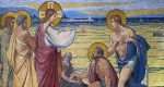 Appearance to the Apostles by the Lake Tiberias, mosaic in the Basilica of the Sacred Heart of Jesus in Paris, France