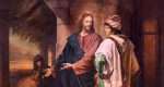 MILAN, ITALY - MARCH 8, 2024: The painting of Christ and Rich Young Ruler in the church Chiesa di Santi Quattro Evangelisti by Ahtos Renzo Brioschi as the copy of by Heinrich Hofmann (1889).