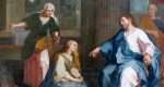 Abbaye-aux-Dames, Caen. Painting depicting Martha and Mary by Rethou (18th century). France.